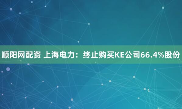 顺阳网配资 上海电力：终止购买KE公司66.4%股份